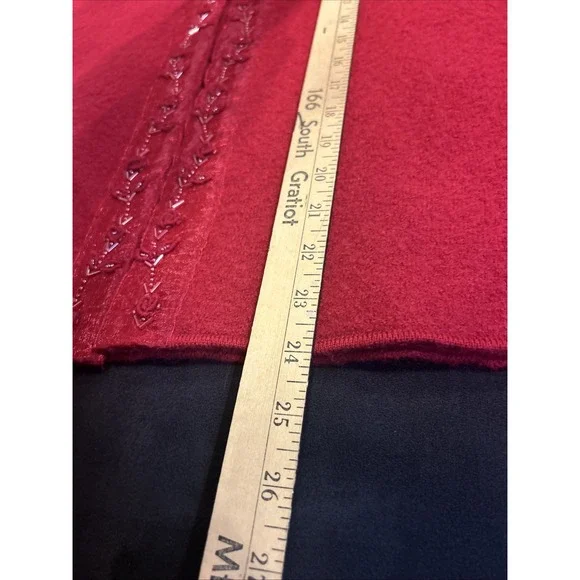 Alexandra Bartlett y2k vtg Red boiled wool cardigan sweater jacket Small Beaded - Picture 12 of 15
